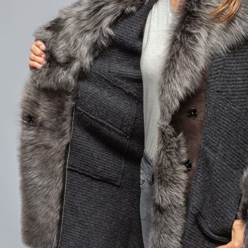 artico regina long sweater coat in anthracite ladies outerwear shearling axels vail 39387399160042