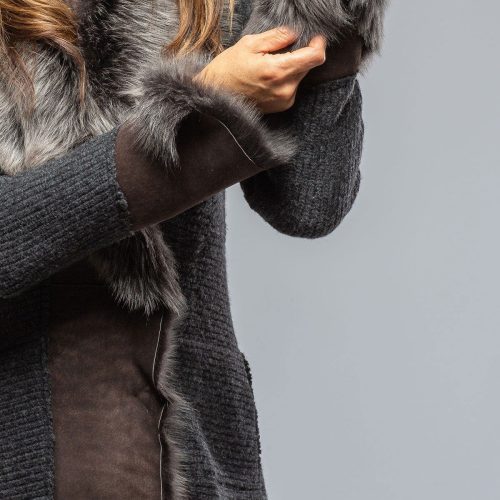 artico regina long sweater coat in anthracite ladies outerwear shearling axels vail 39387399225578