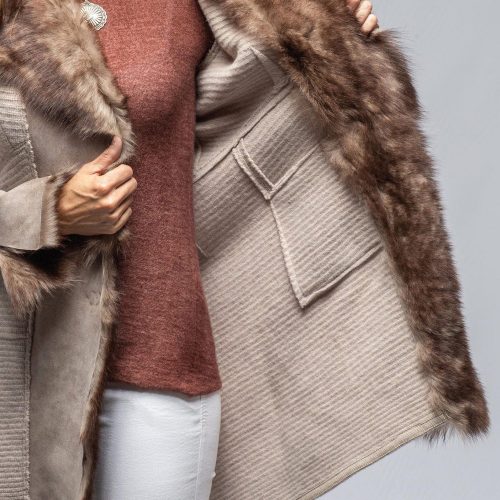 artico regina long sweater coat in light grey ladies outerwear shearling axels vail 39387421835498