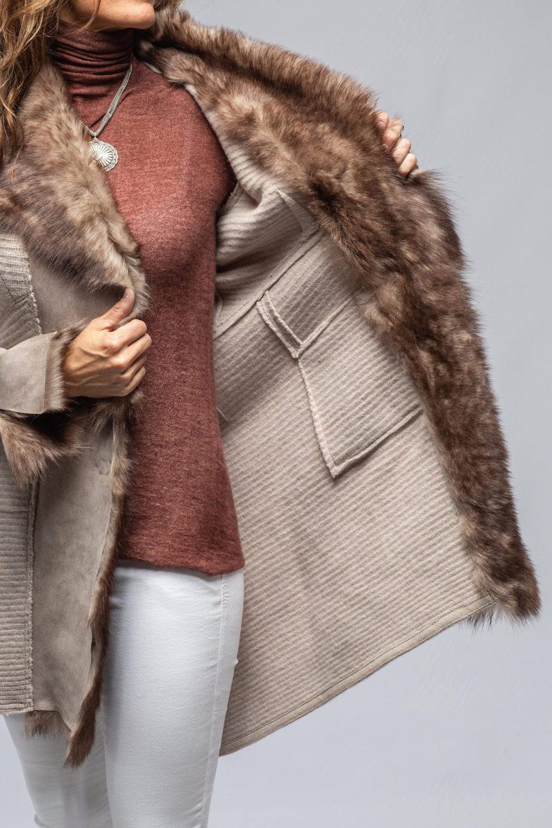 artico regina long sweater coat in light grey ladies outerwear shearling axels vail 39387421835498