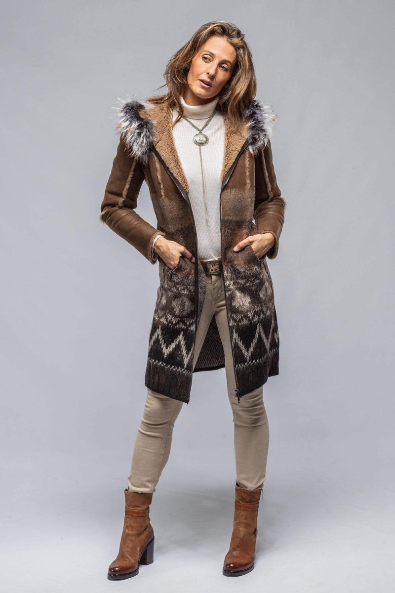 artico sioux shearling knit coat ladies outerwear shearling axels vail 30225019076797