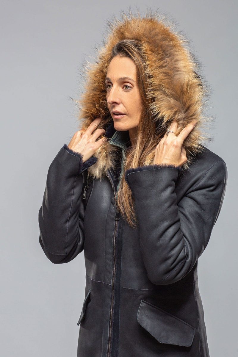 artico timber hooded shearling parka in midnight ladies outerwear shearling axels vail 40339448692970