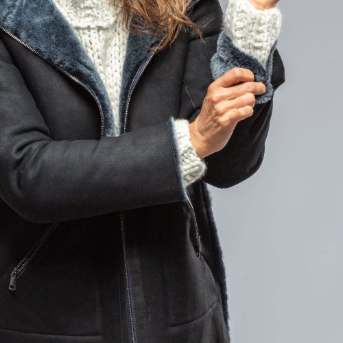 artico trentino reversible side snap shearling in navy ladies outerwear shearling axels vail 39389106929898