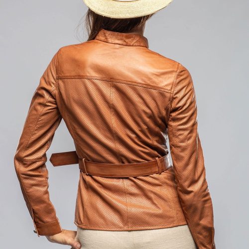 artico ventura perforated leather jacket in cognac ladies outerwear leather axels vail 40287577997546