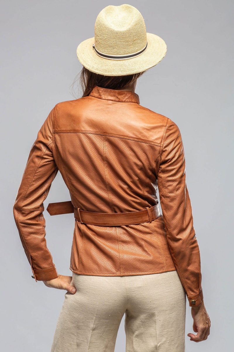 artico ventura perforated leather jacket in cognac ladies outerwear leather axels vail 40287577997546