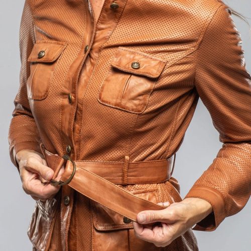 artico ventura perforated leather jacket in cognac ladies outerwear leather axels vail 40287578292458