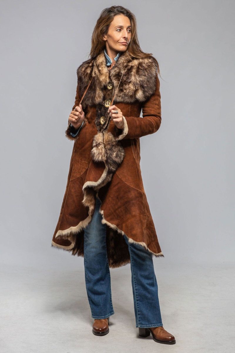 artico wild reversible long shearling in ranch brown ladies outerwear shearling axels vail 40302701805802