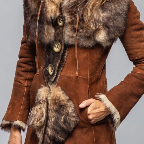 artico wild reversible long shearling in ranch brown ladies outerwear shearling axels vail 40302702002410