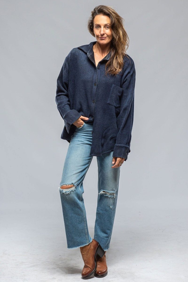 avant toi amy cashmere shirt in shaded midnight ladies sweaters axels vail 39409441046762