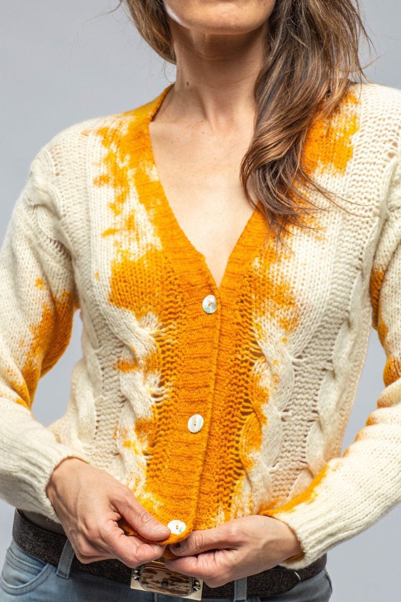 avant toi chiara cropped v neck cardigan w stains in yellow ladies sweaters axels vail 36966018941162