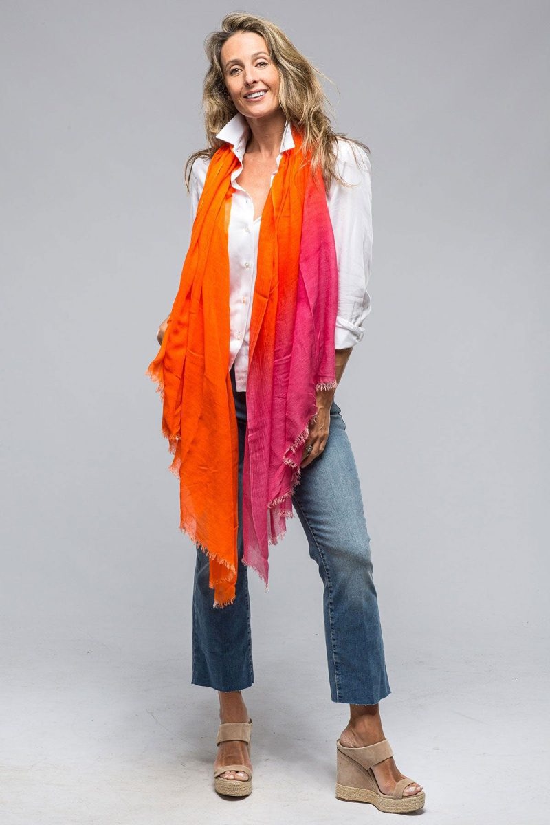 avant toi color block degrad eacute scarf in citrus ladies accessories scarves axels vail 39039239913706