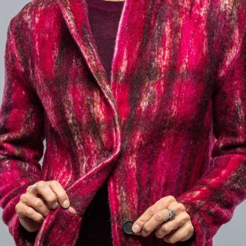 avant toi cupola tartan painted 3 4 coat in cherry ladies outerwear cloth axels vail 39751512522986