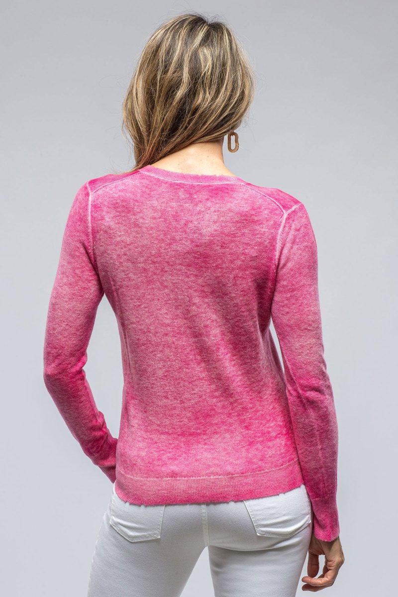 avant toi pari v neck sweater in hibiscus pink ladies sweaters axels vail 39117074399466