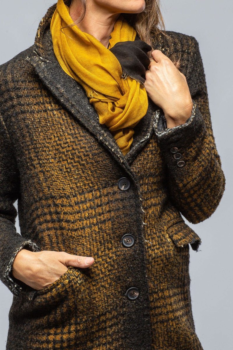 avant toi tartan cashmere overcoat in mustard black ladies outerwear cloth axels vail 39449432064234