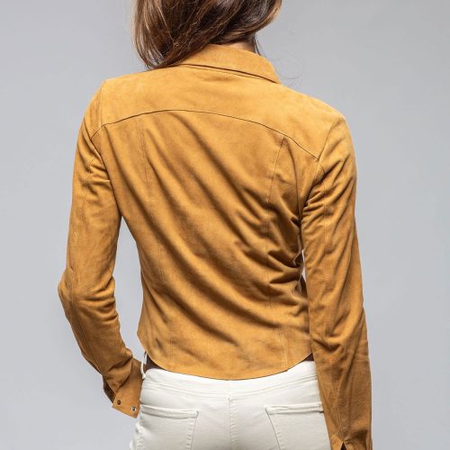 axel s giulia suede snap shirt in camel ladies outerwear leather axels vail 40312438718698