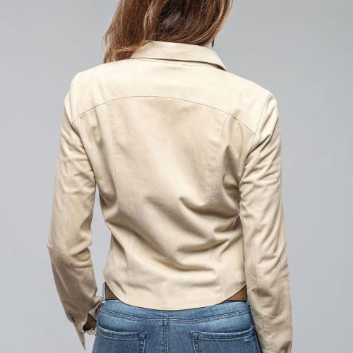 axel s giulia suede snap shirt in stone ladies outerwear leather axels vail 40367495184618