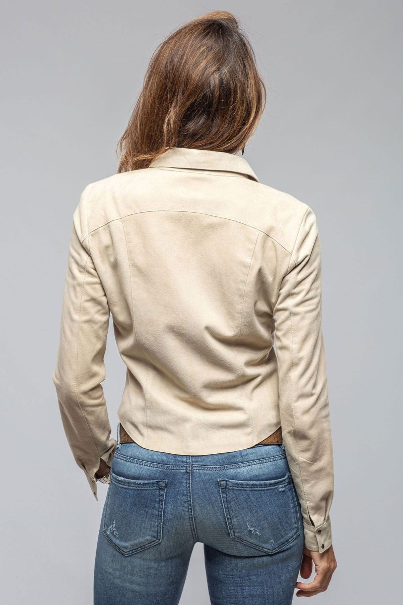 axel s giulia suede snap shirt in stone ladies outerwear leather axels vail 40367495184618