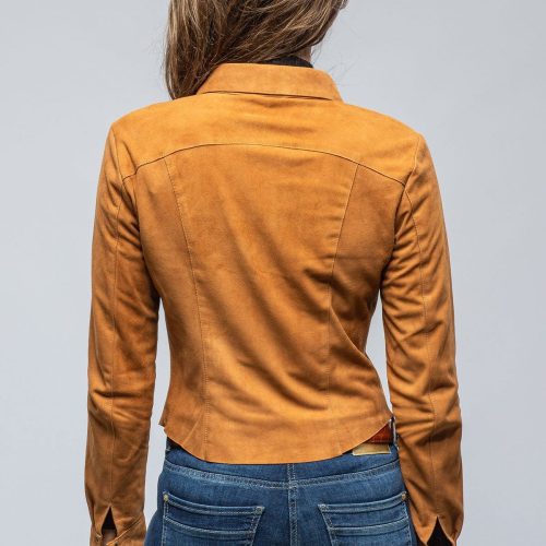 axel s giulia suede snap shirt in whiskey ladies outerwear leather axels vail 39523136143594