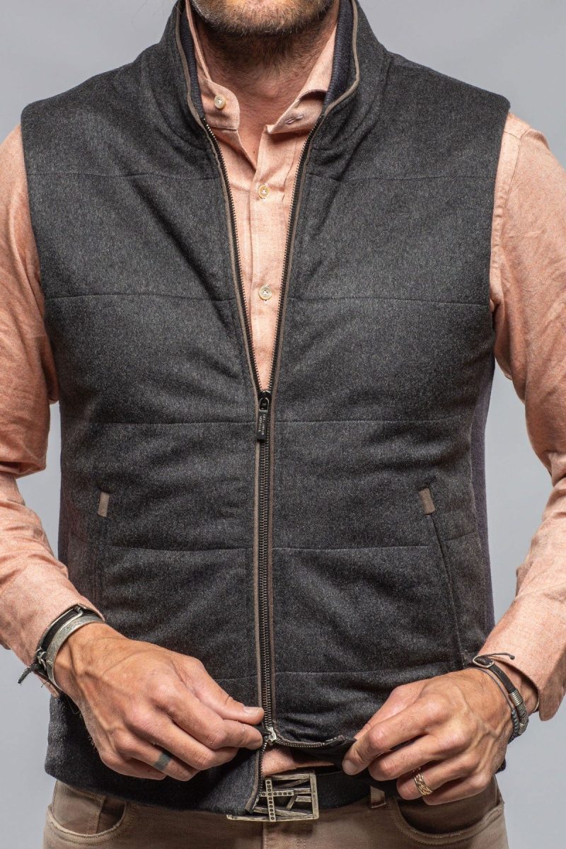 axels bdsr alba cashmere vest in charcoal mens outerwear cloth axels vail 40264787230954