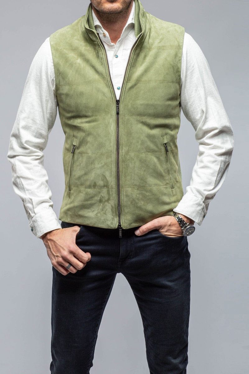 axels bdsr huracan suede vest in green mens outerwear leather axels vail 39751527268586