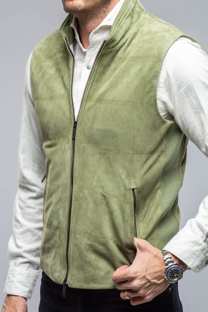 axels bdsr huracan suede vest in green mens outerwear leather axels vail 39751527399658