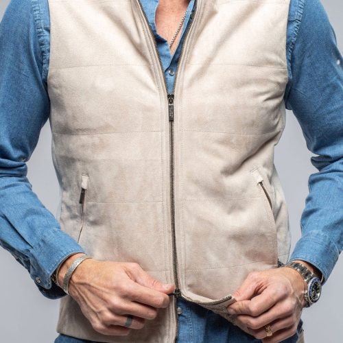 axels bdsr huracan suede vest in ivory mens outerwear leather axels vail 39751529464042