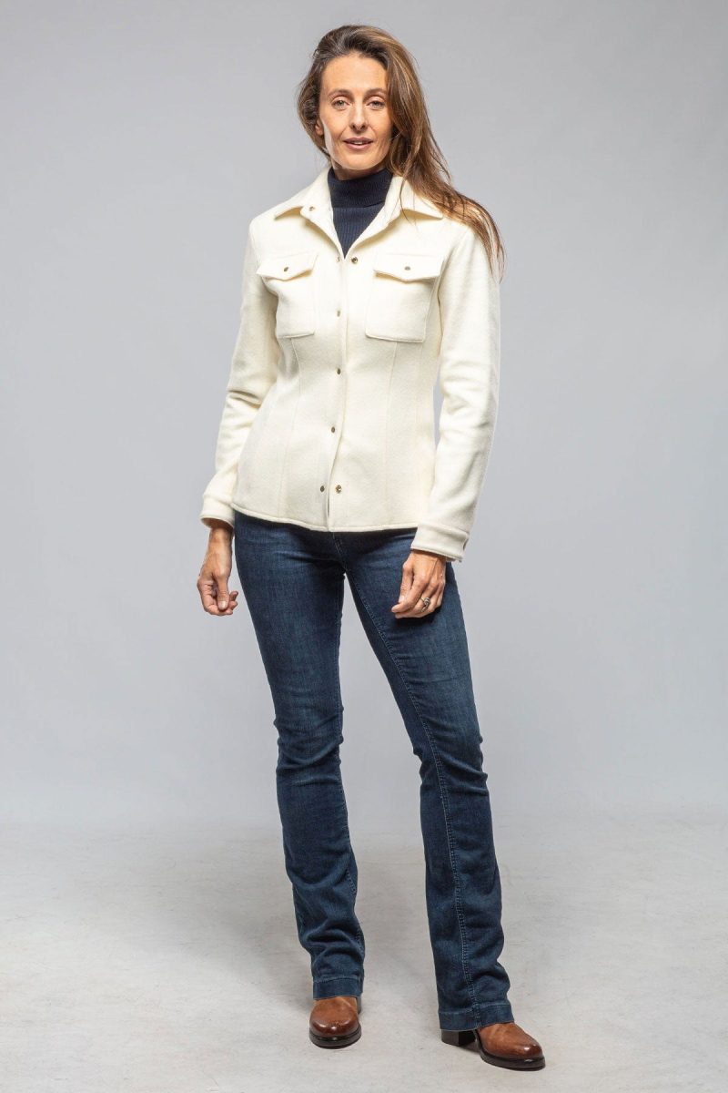 axels eloise virgin wool shirt jacket in white ladies outerwear cloth axels vail 40312413225194