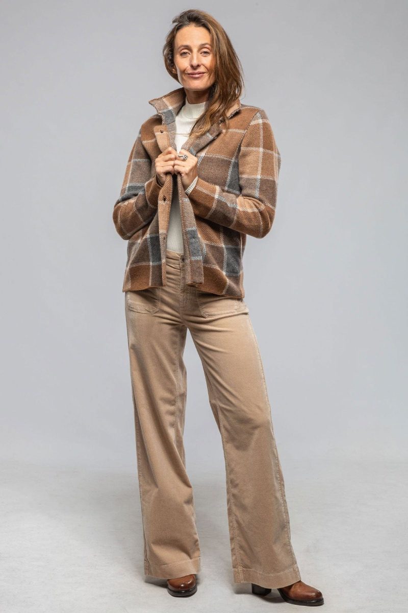 axels fulvia cashmere plaid shirt in brown ladies sweaters axels vail 40287584321770