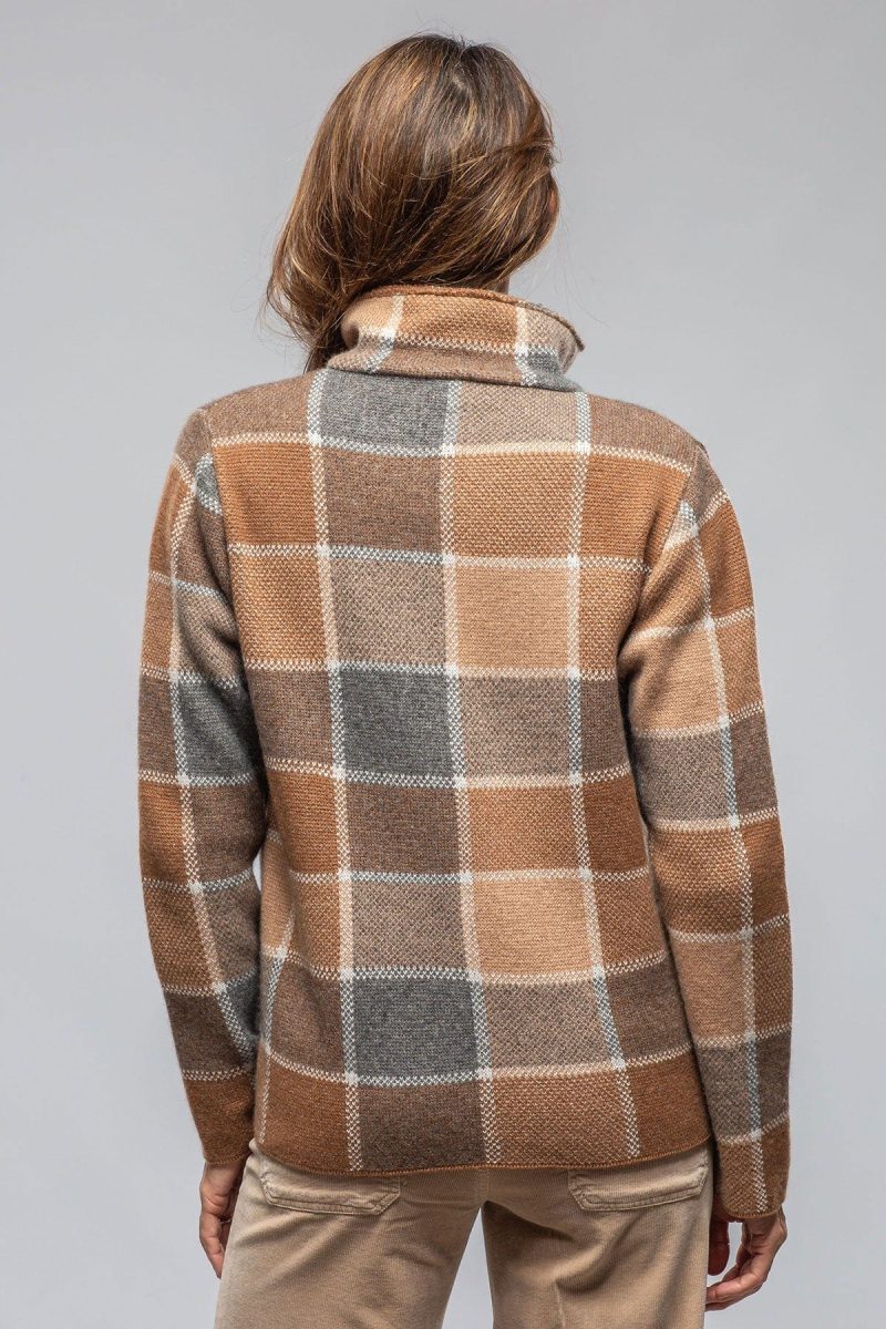 axels fulvia cashmere plaid shirt in brown ladies sweaters axels vail 40287584452842