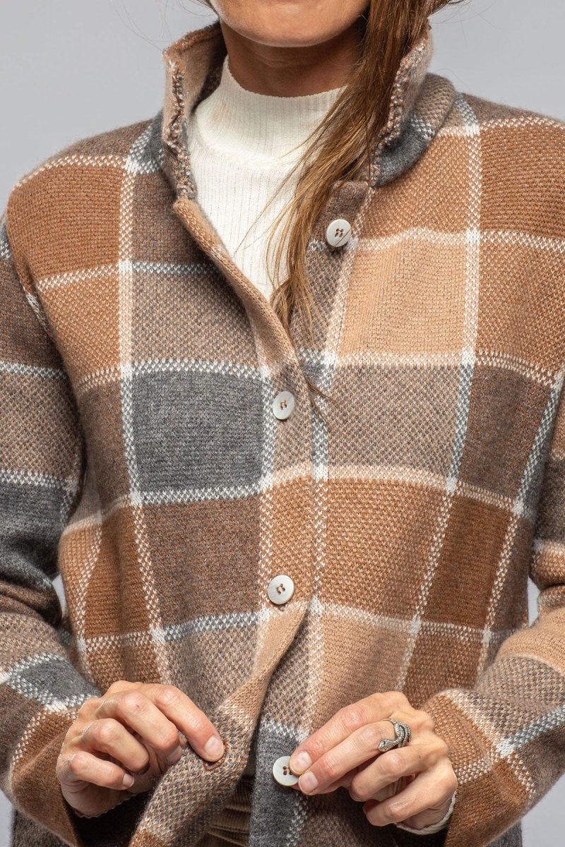 axels fulvia cashmere plaid shirt in brown ladies sweaters axels vail 40287584714986