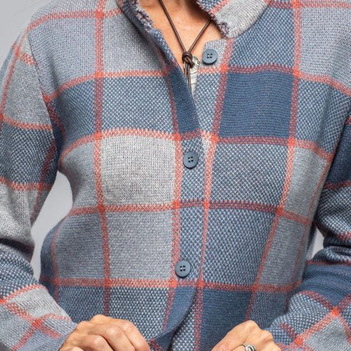 axels fulvia cashmere plaid shirt in denim ladies sweaters axels vail 40287585075434