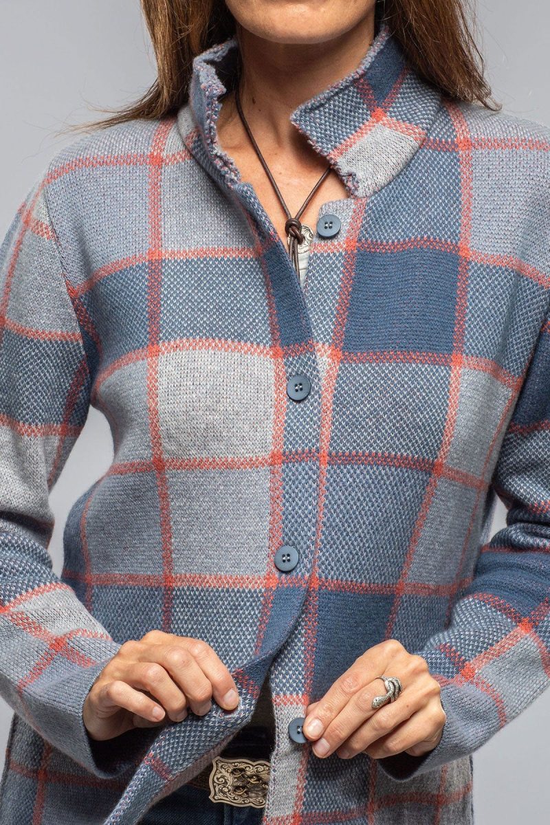 axels fulvia cashmere plaid shirt in denim ladies sweaters axels vail 40287585075434