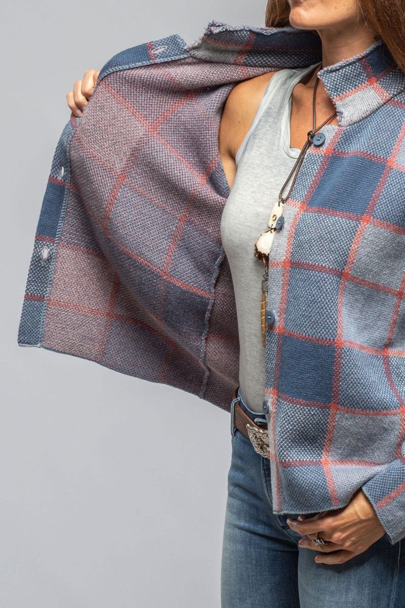 axels fulvia cashmere plaid shirt in denim ladies sweaters axels vail 40287585140970