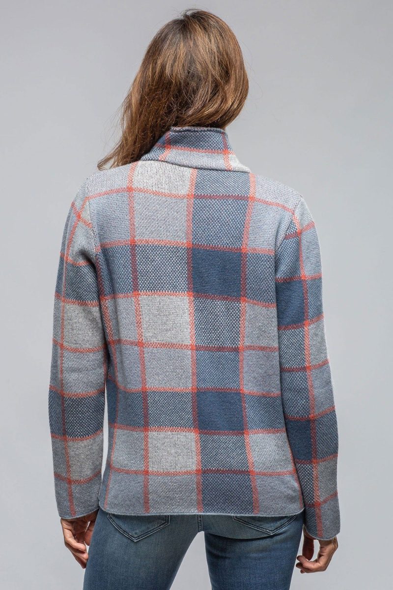 axels fulvia cashmere plaid shirt in denim ladies sweaters axels vail 40287585206506