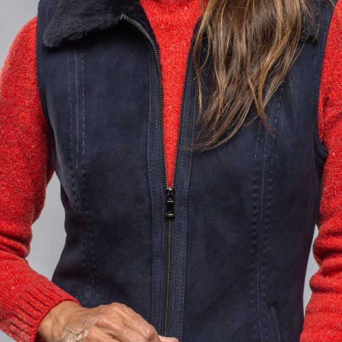 axels geneva shearling vest in blue ladies outerwear shearling axels vail 40228929011946