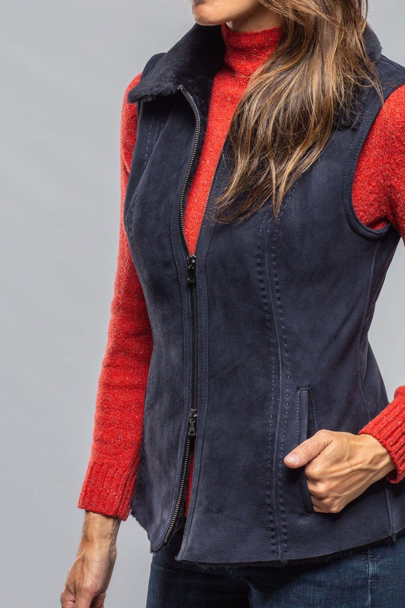 axels geneva shearling vest in blue ladies outerwear shearling axels vail 40228929175786