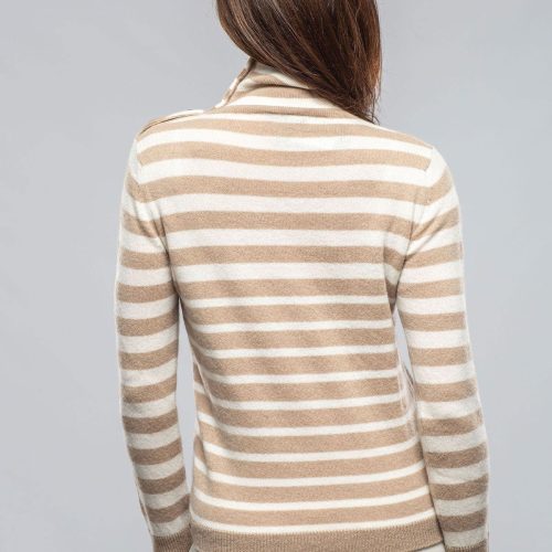 axels georgi cashmere striped button collar in camel white ladies sweaters axels vail 40383085609194