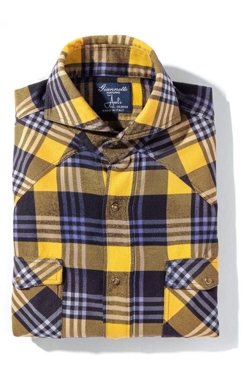 axels gp altai brushed cotton check in yellow mens shirts axels vail 40394366583018