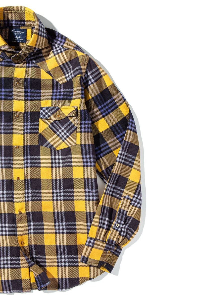 axels gp altai brushed cotton check in yellow mens shirts axels vail 40394366648554