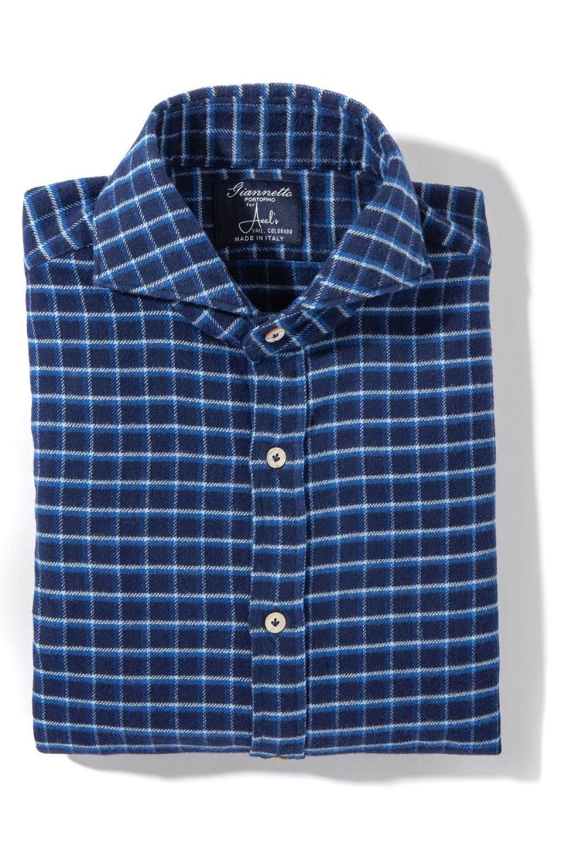 axels gp alvord cotton flannel in navy and white mens shirts axels vail 39925573943530