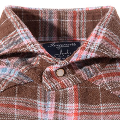 axels gp apennines brushed cotton check in brown pink mens shirts axels vail 40466553143530