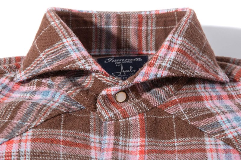 axels gp apennines brushed cotton check in brown pink mens shirts axels vail 40466553143530