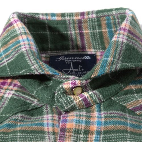 axels gp apennines brushed cotton check in green purple mens shirts axels vail 40466550325482