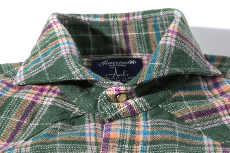 axels gp apennines brushed cotton check in green purple mens shirts axels vail 40466550325482