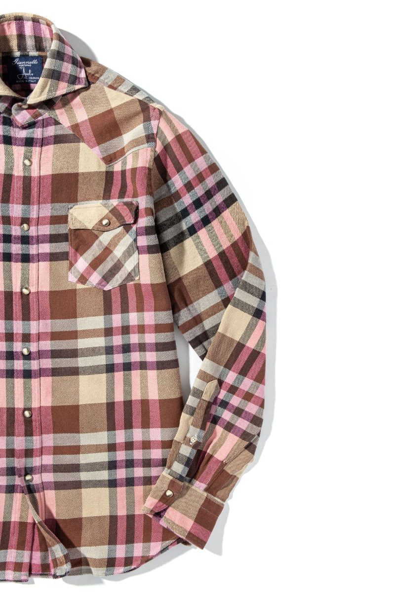 axels gp drakensberg brushed cotton check in brown pink mens shirts axels vail 40394365075690