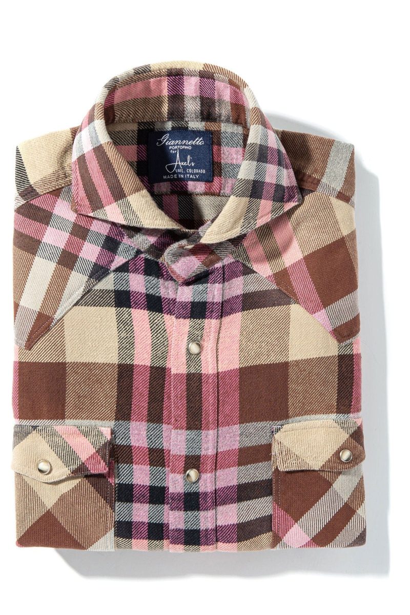 axels gp drakensberg brushed cotton check in brown pink mens shirts axels vail 40394365173994