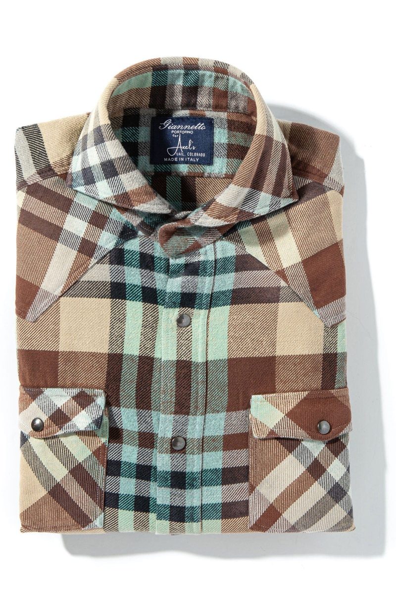 axels gp drakensberg brushed cotton check in brown turqouise mens shirts axels vail 40394365337834