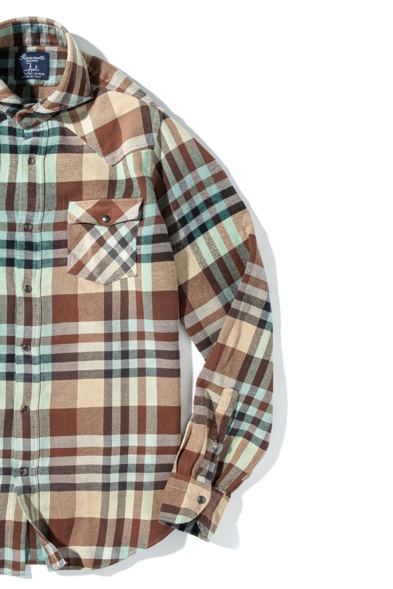 axels gp drakensberg brushed cotton check in brown turqouise mens shirts axels vail 40394365403370