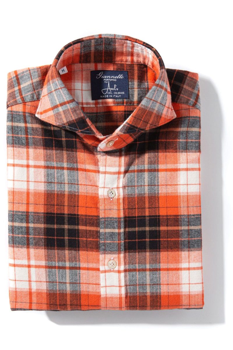 axels gp koryak brushed cotton check in orange navy mens shirts axels vail 40465489330410