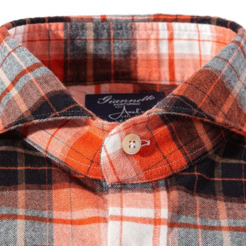 axels gp koryak brushed cotton check in orange navy mens shirts axels vail 40465489461482